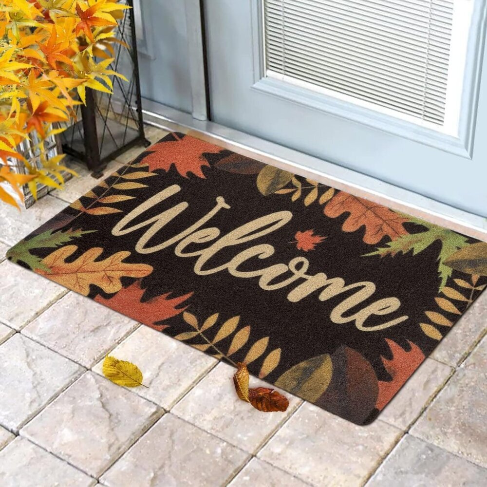 Fall Leaves Welcome Doormat Indoor Outdoor Home Front Porch Rugs Thanksgiving Ca
